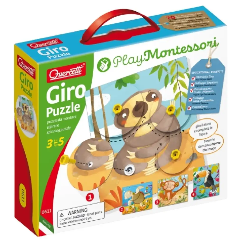 Quercetti: Montessori Giro 4бр. животински пъзел комплект изображение 1