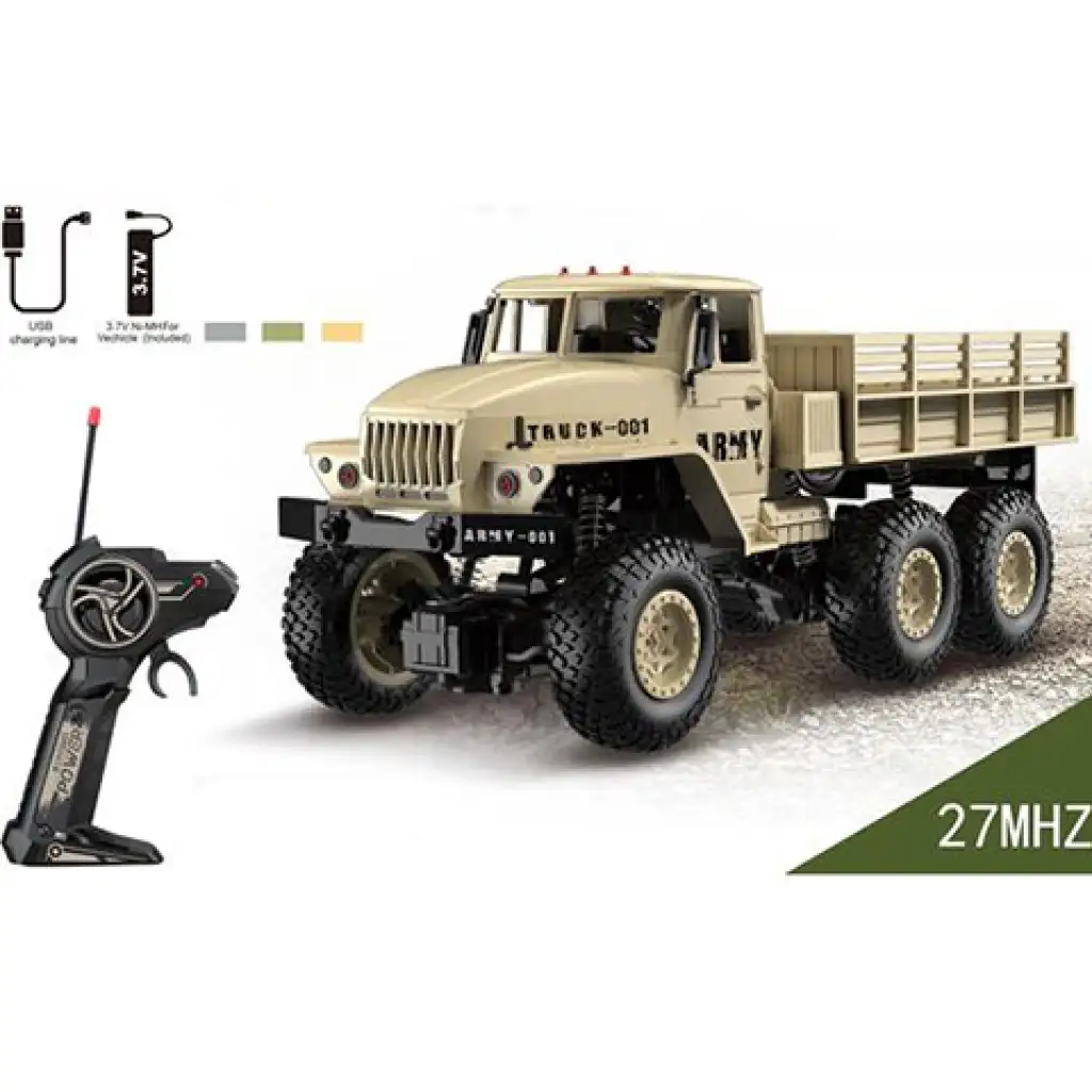 RC дистанционно управление 27MHz военен камион в мащаб 1/18 изображение 1