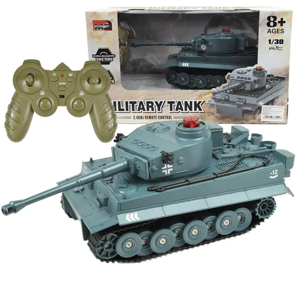 RC Дистанционно управление Немски тигър танк с реалистични функции в мащаб 1/30 2,4GHz 30см изображение 1