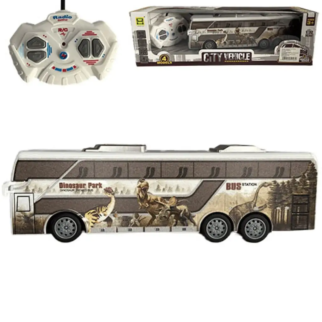RC Дистанционно управляем автобус Jurassic City с осветление 27MHz в мащаб 1/32 25cm изображение 1