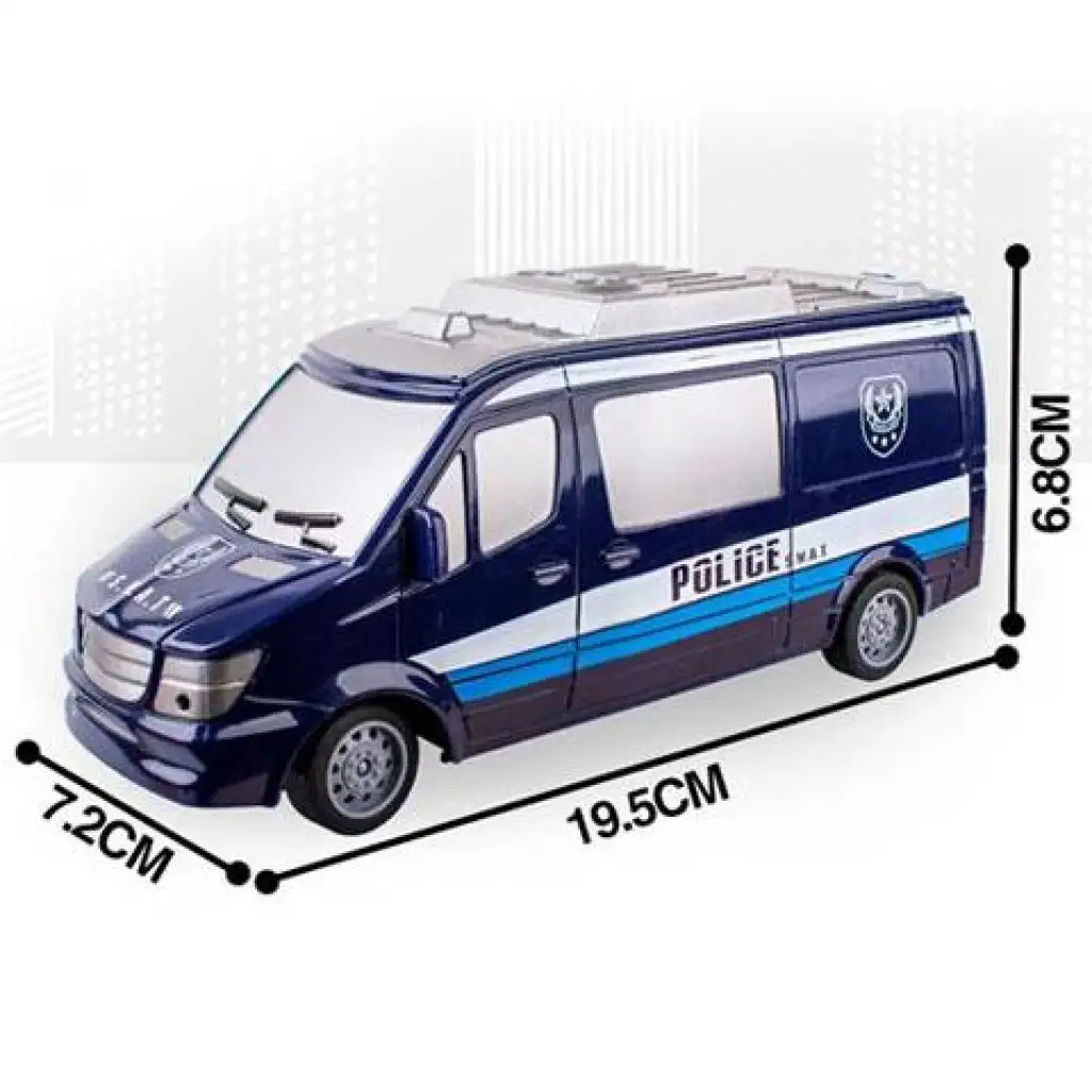 RC Дистанционно управляван SWAT полицейски бус с осветление 27MHz 1/32 мащаб 25см изображение 4