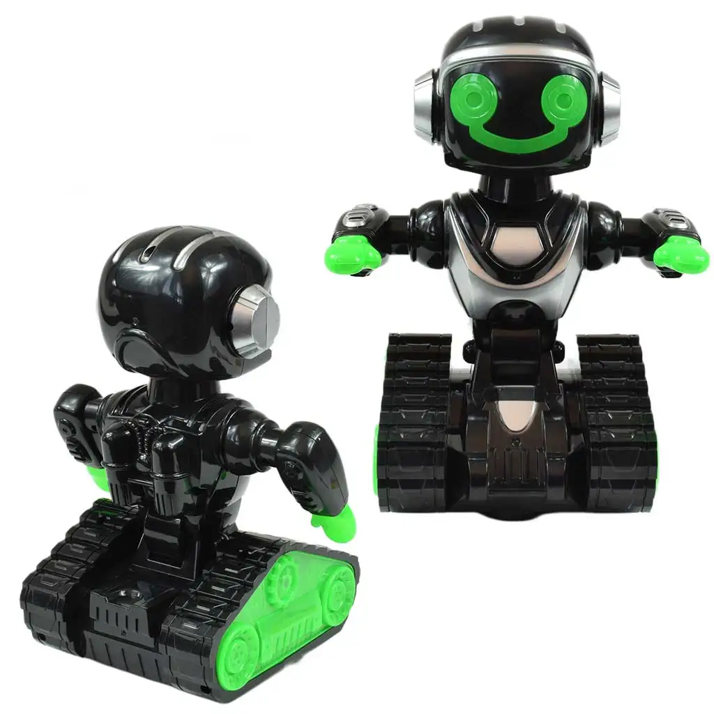 RC Интерактивен дистанционно управляван MacroBot в черно-зелено с светлина и звук 20см изображение 2