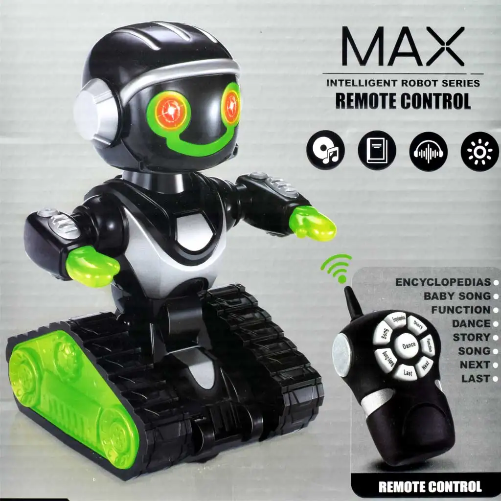 RC Интерактивен дистанционно управляван MacroBot в черно-зелено с светлина и звук 20см изображение 4