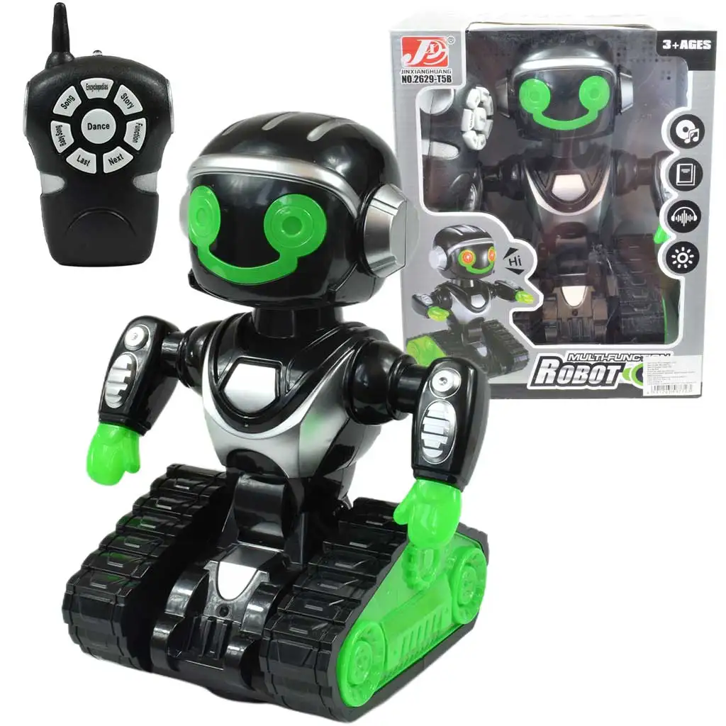 RC Интерактивен дистанционно управляван MacroBot в черно-зелено с светлина и звук 20см изображение 1