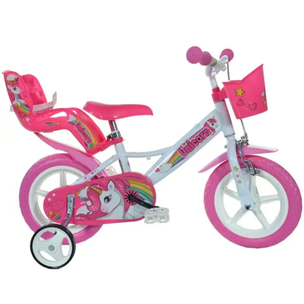 Розово-бяло детско колело с еднорог 12-ти размер - Dino Bikes велосипед изображение 1