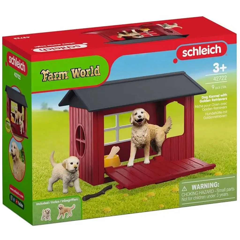 Schleich Farm World – Кучешка къща с кученца Golden Retriever (42722) изображение 1