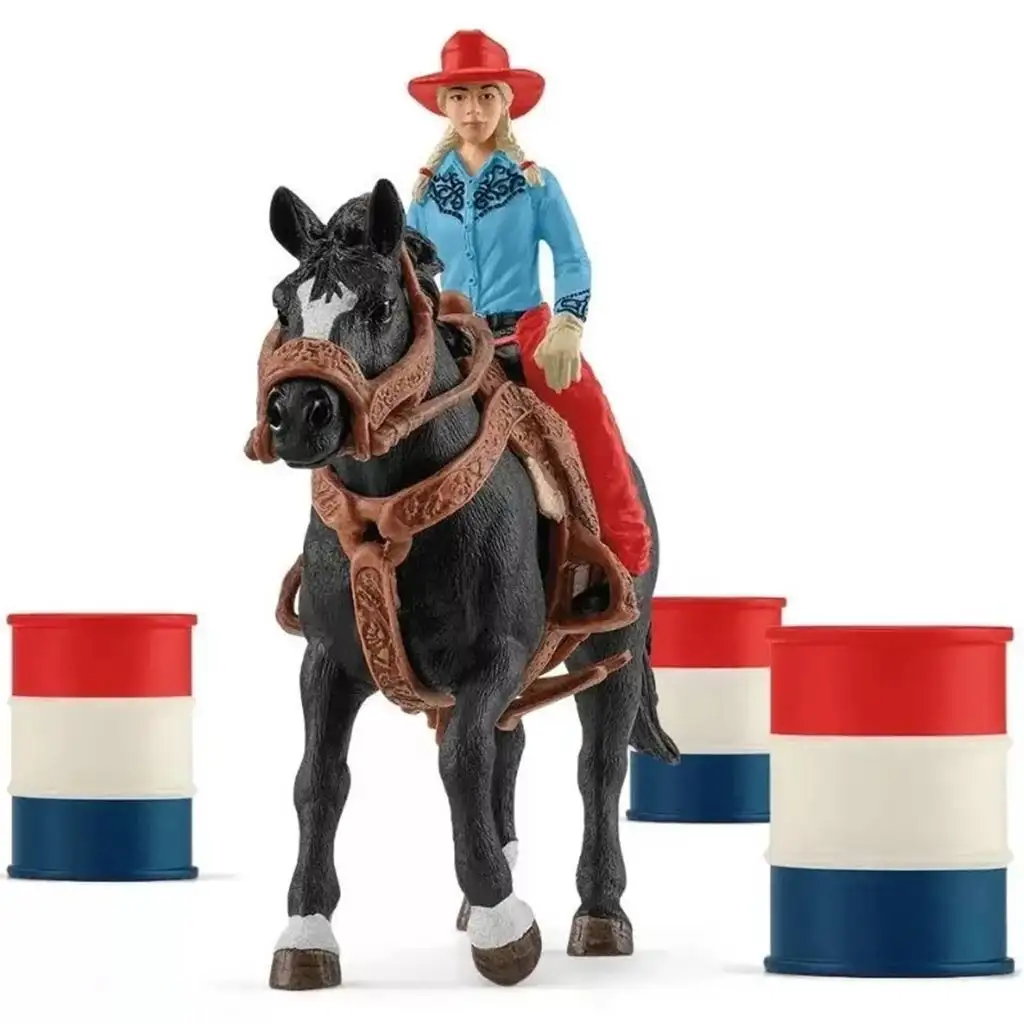Schleich: Farm World - Състезание с бъчви с каубойка комплект (42576) изображение 2