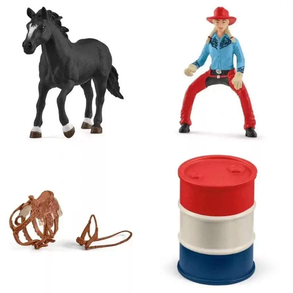 Schleich: Farm World - Състезание с бъчви с каубойка комплект (42576) изображение 3