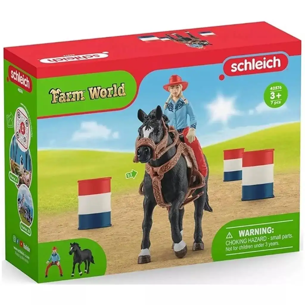 Schleich: Farm World - Състезание с бъчви с каубойка комплект (42576) изображение 1