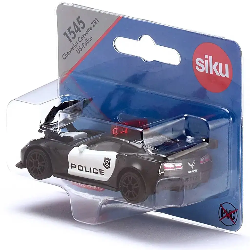 SIKU Chevrolet Corvette ZR1 Police малка кола 1/64 изображение 4