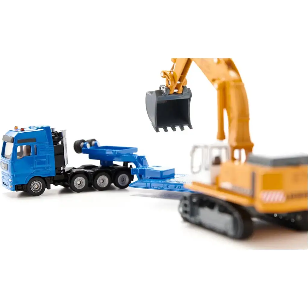 SIKU MAN тежкотоварен автомобил с Liebherr багер 1/87 изображение 3