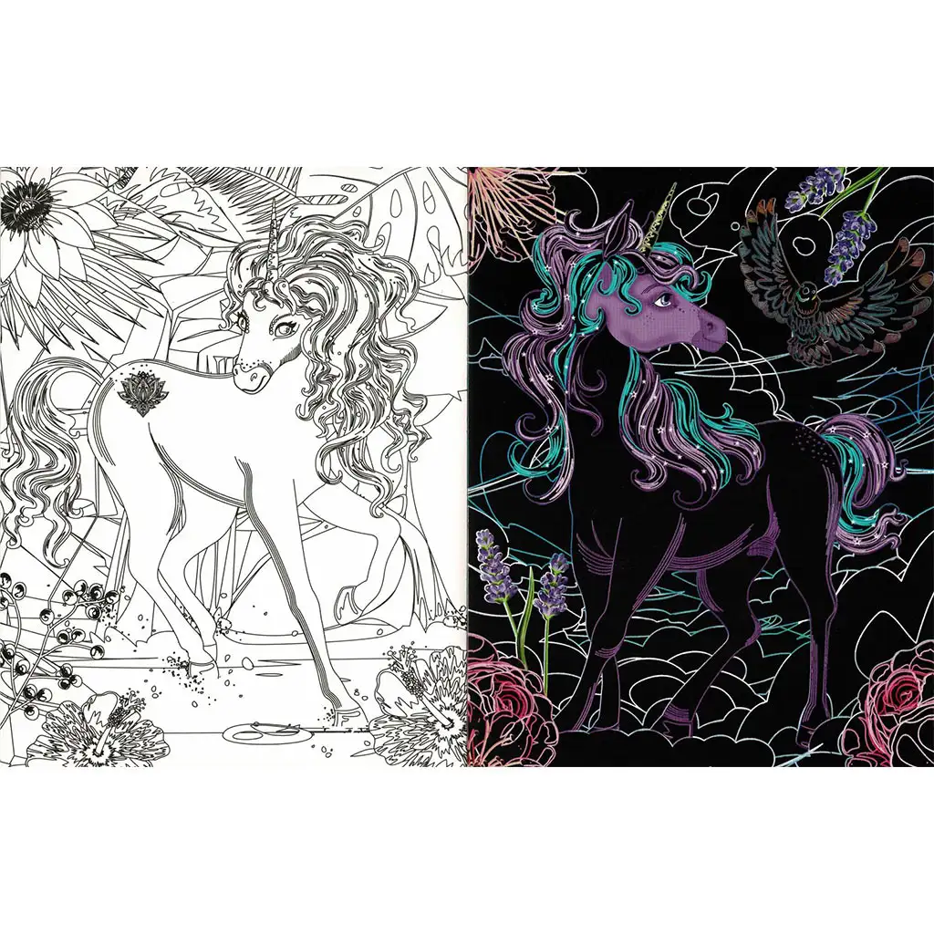 Скриващи се еднорози 3. - Оцветяваща книжка с изтриваеми и оцветяващи страници изображение 2