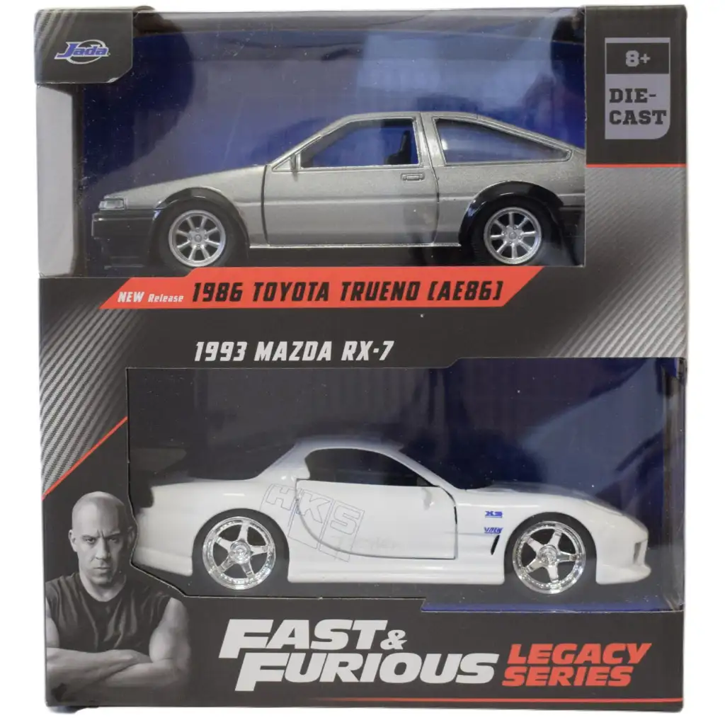 Смъртоносен мач: 1986 Toyota Trueno AE86 и 1993 Mazda RX-7 автомобилен модел комплект 1/32 - Jada Toys изображение 1