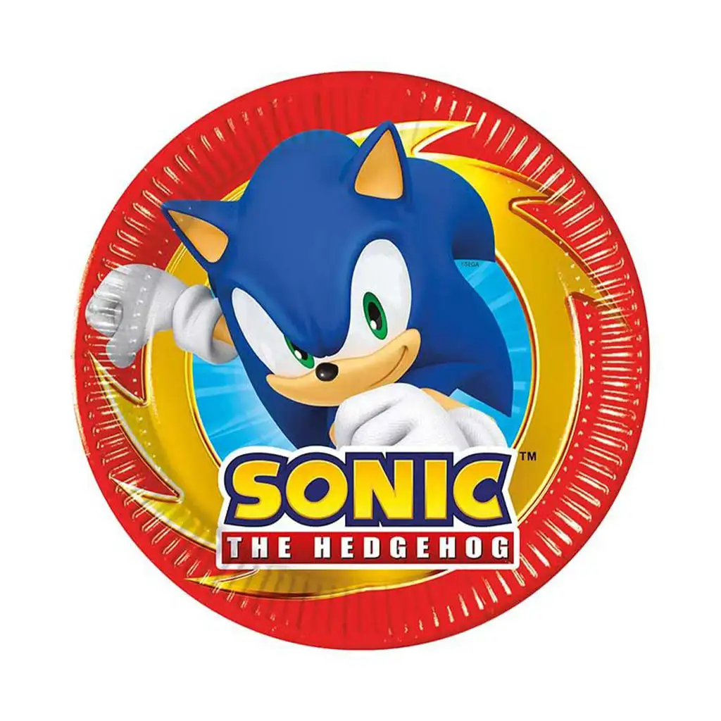 Sonic таралежът комплект 8 броя хартиени чинии 20 см изображение 1