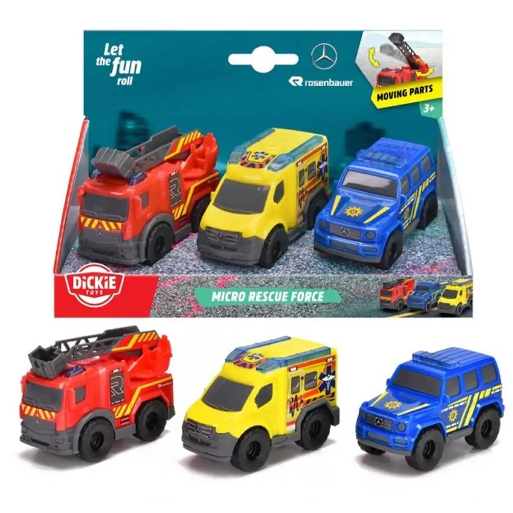 SOS Микро спасителни автомобили 3бр. комплект 9см - Dickie Toys изображение 1