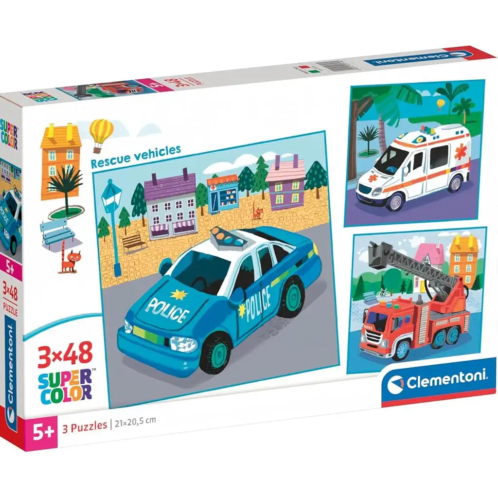 Спасителни превозни средства 3x48бр. Supercolor пъзел - Clementoni изображение 1