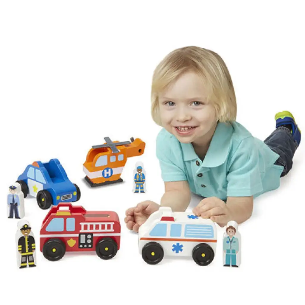 Спешни дървени превозни средства и фигурки - Melissa & Doug изображение 3