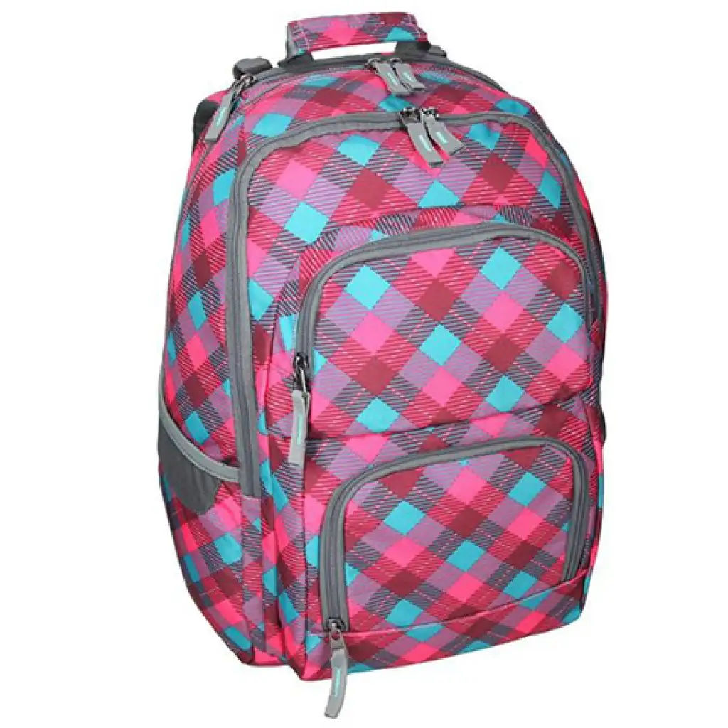Spirit: E-Bag розова и тюркоазена квадратна закръглена училищна раница, раница 46x34x22cm изображение 1
