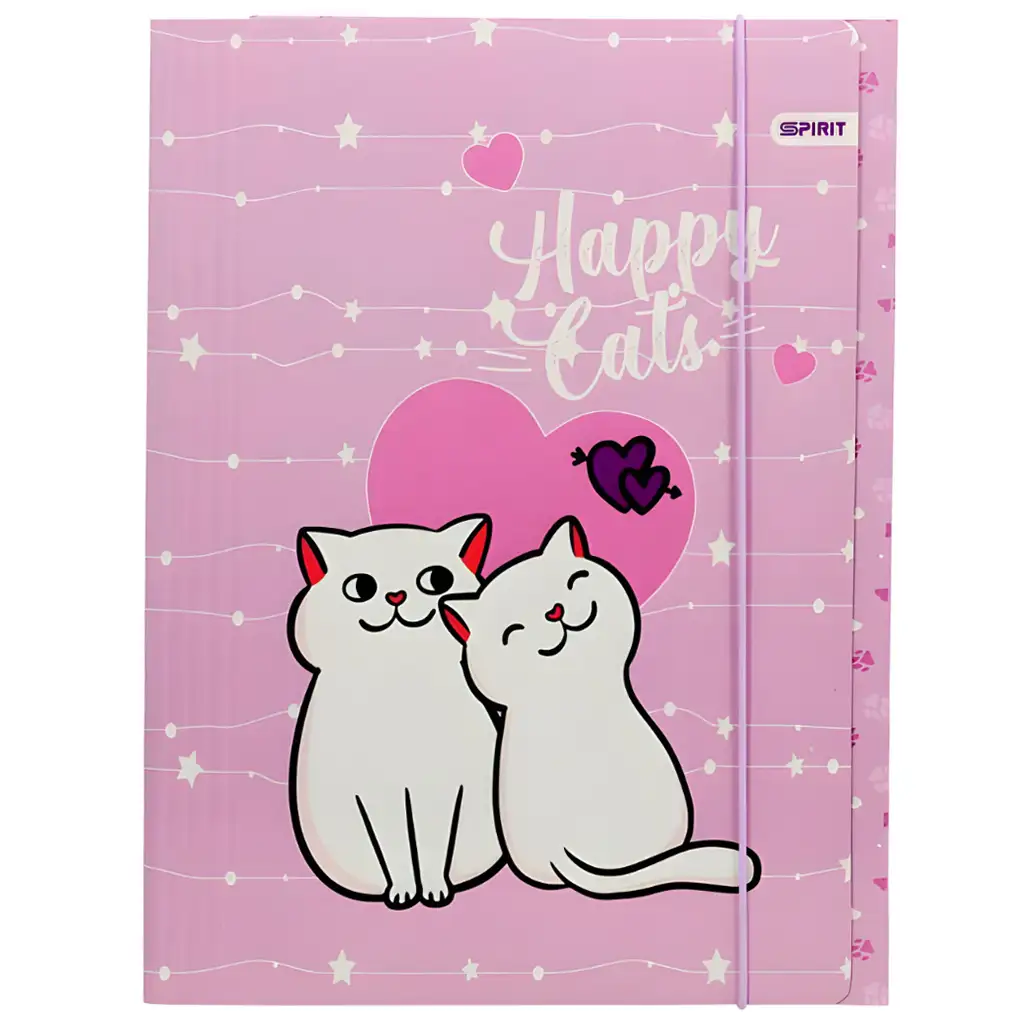 Spirit: Happy Cats розова гумена папка 600гр A/4 изображение 1