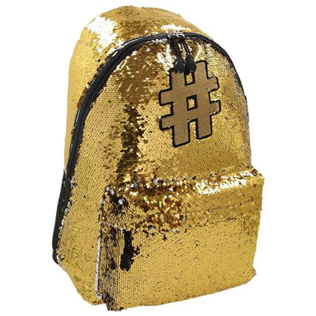 Spirit: Hashtag Gold блестяща ученическа чанта, раница 41x32x21cm изображение 1