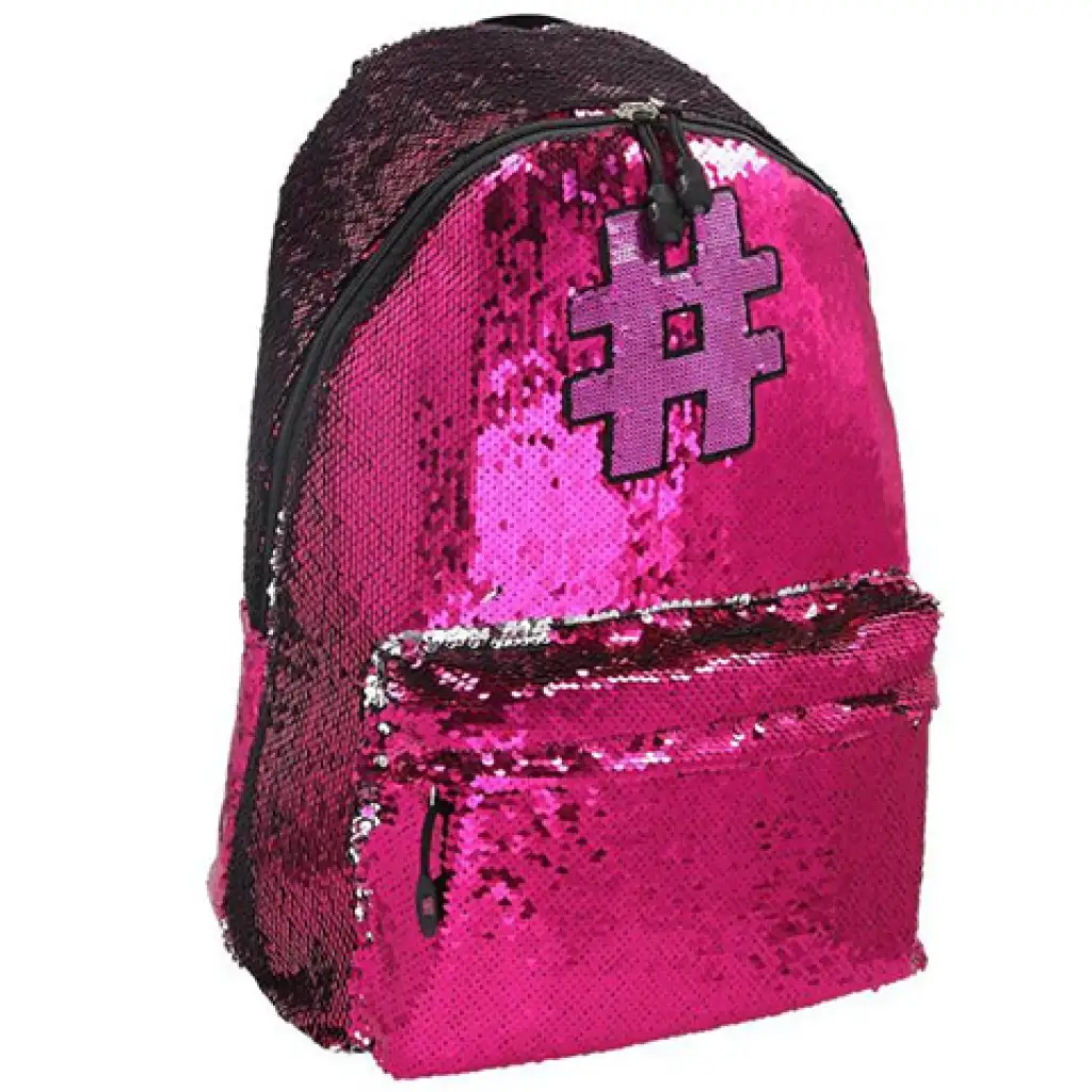 Spirit: Hashtag Pink блестяща училищна чанта, раница в розов цвят 41x32x21cm изображение 1