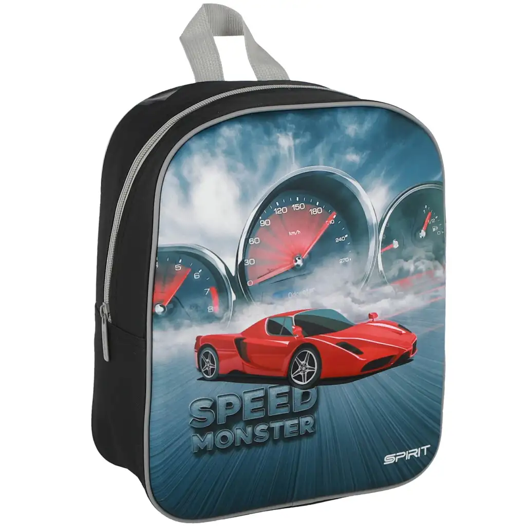 Spirit: Speed Monster червен спортен автомобил 3D шарен детски ранец 30x25x12cm изображение 1