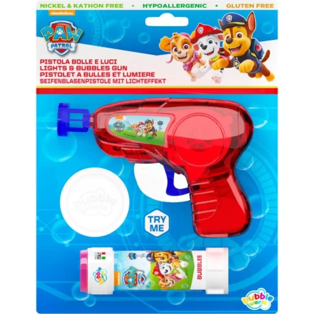 Среден пистолет за сапунени мехури Paw Patrol с LED светлина 60ml изображение 1