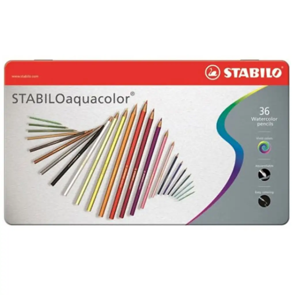 Stabilo: Aquacolor цветни моливи комплект в метална кутия 36бр изображение 1