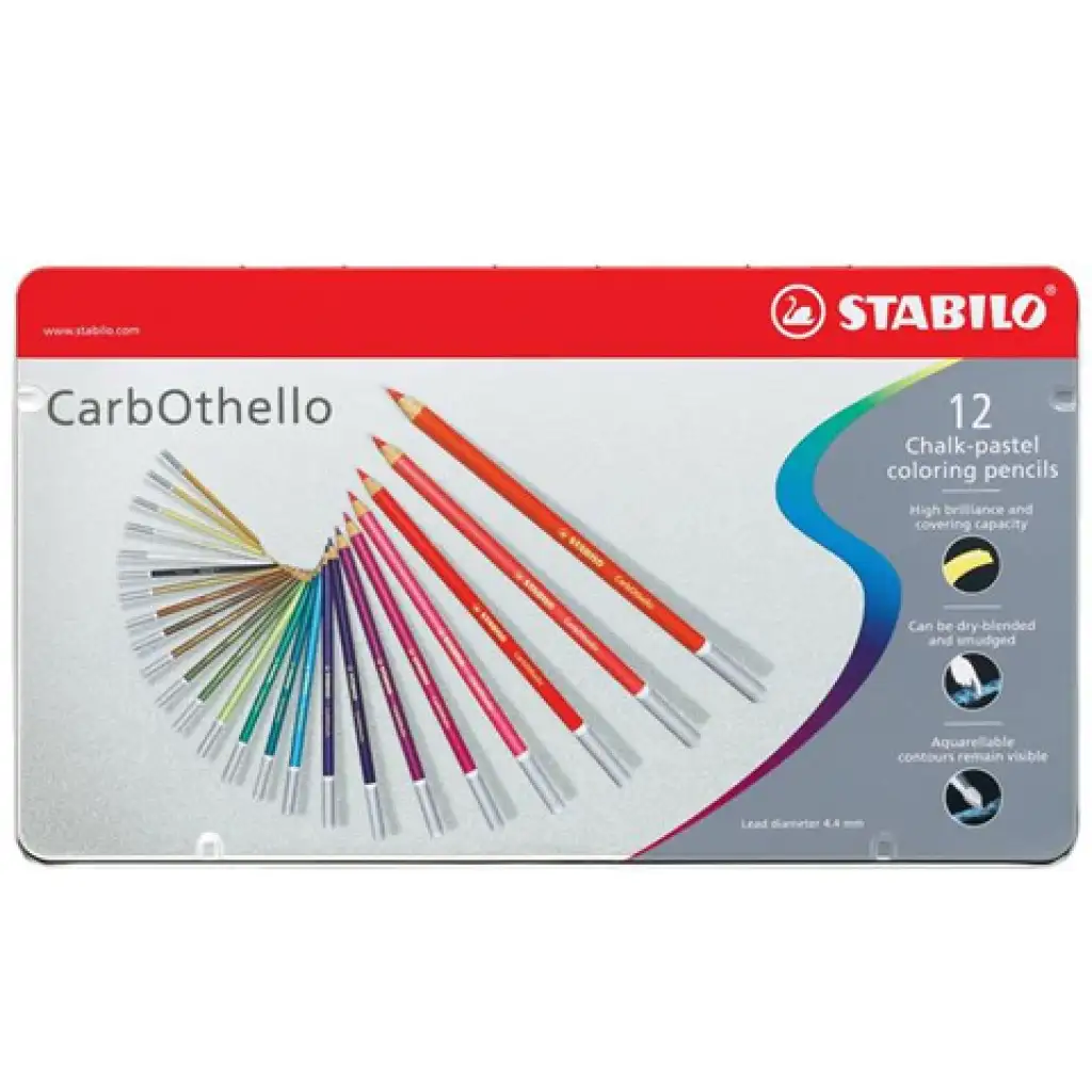 Stabilo: CarbOthello комплект от 12 цветни молива в метална кутия изображение 1