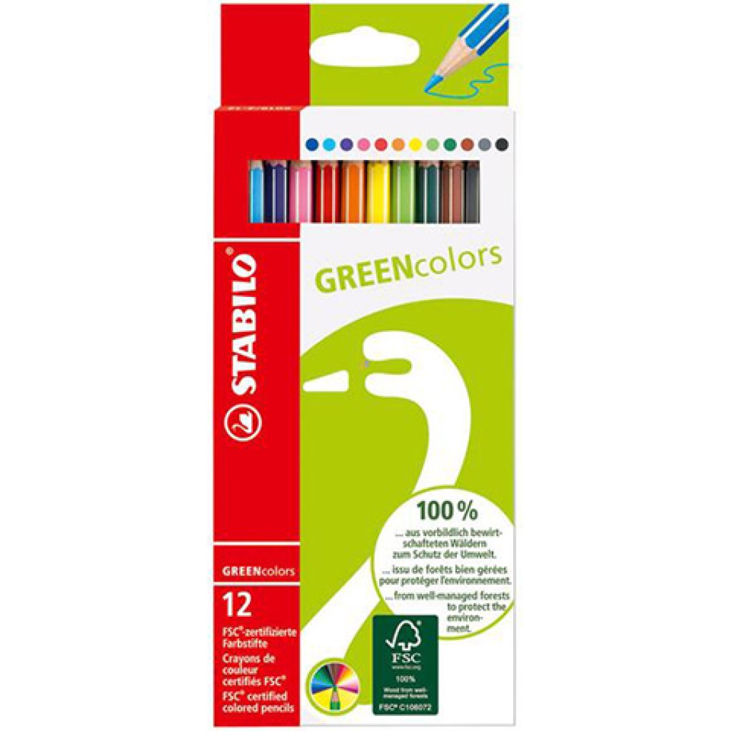 Stabilo: FSC GREENcolors цветни моливи 12бр. комплект изображение 1