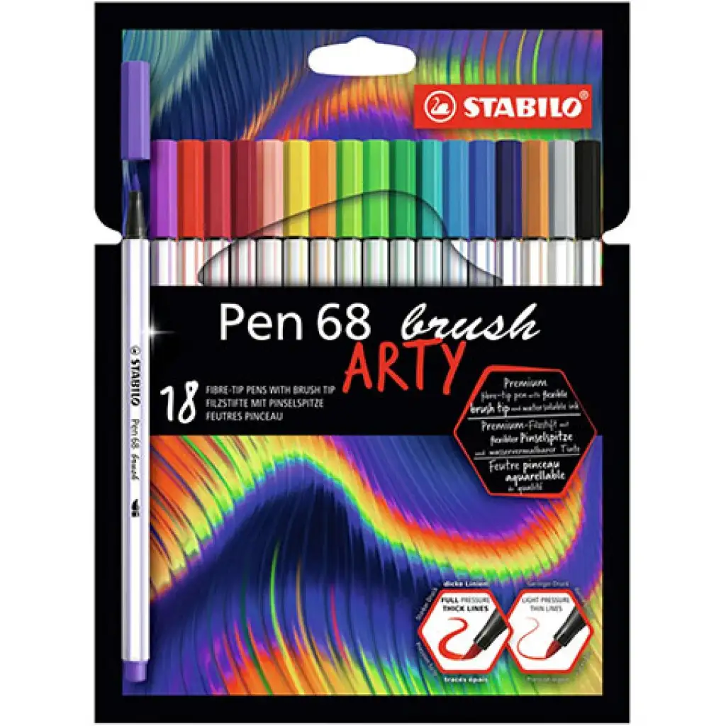 Stabilo: Pen 68 Brush ARTY маркер комплект 18бр. изображение 1
