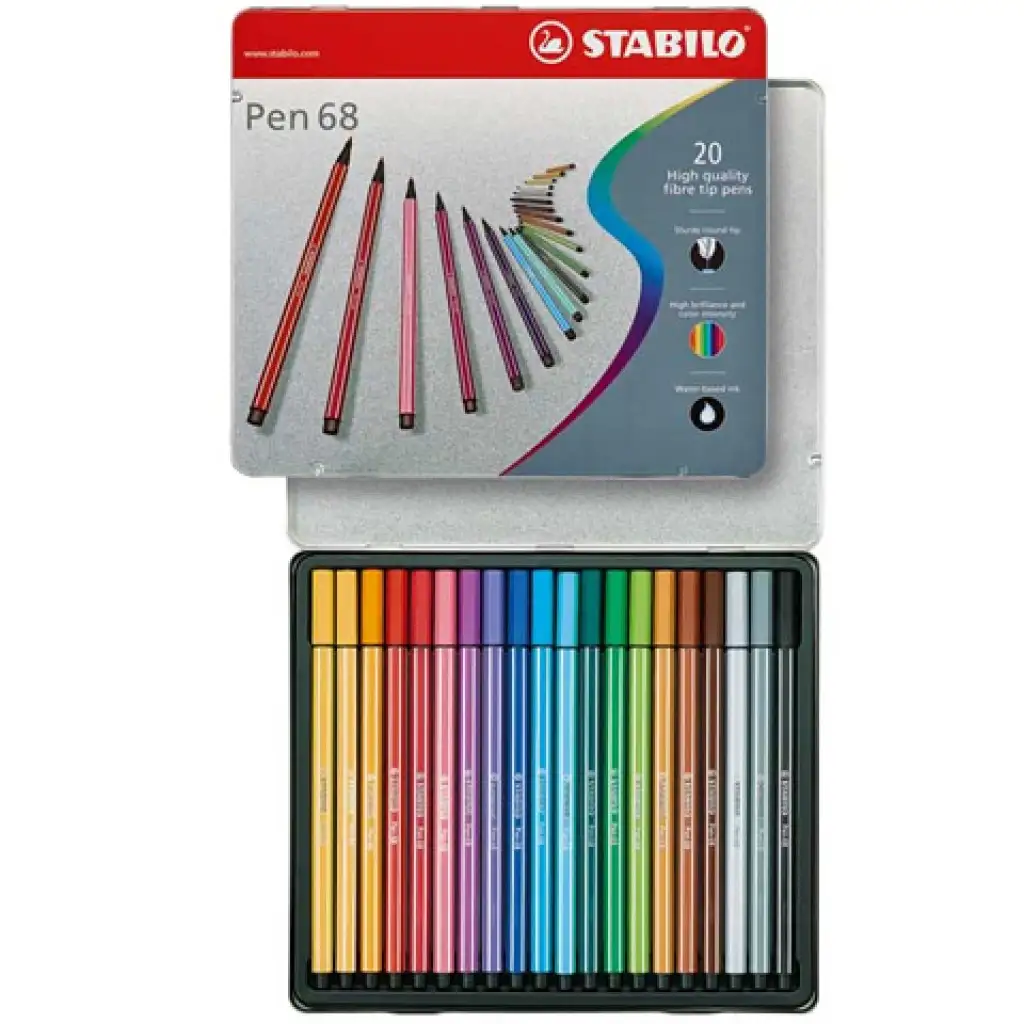 Stabilo: Pen 68 метална кутия с флумастери комплект 20бр. изображение 2