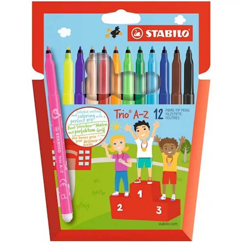 Stabilo: Trio A-Z цветни флумастери комплект 12бр. изображение 1