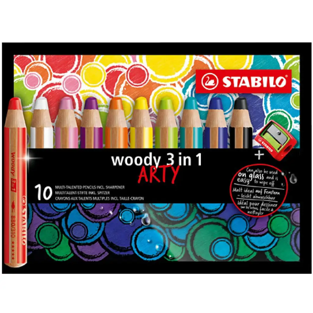 Stabilo Woody 3in1 ARTY цветни моливи комплект 10бр. изображение 1