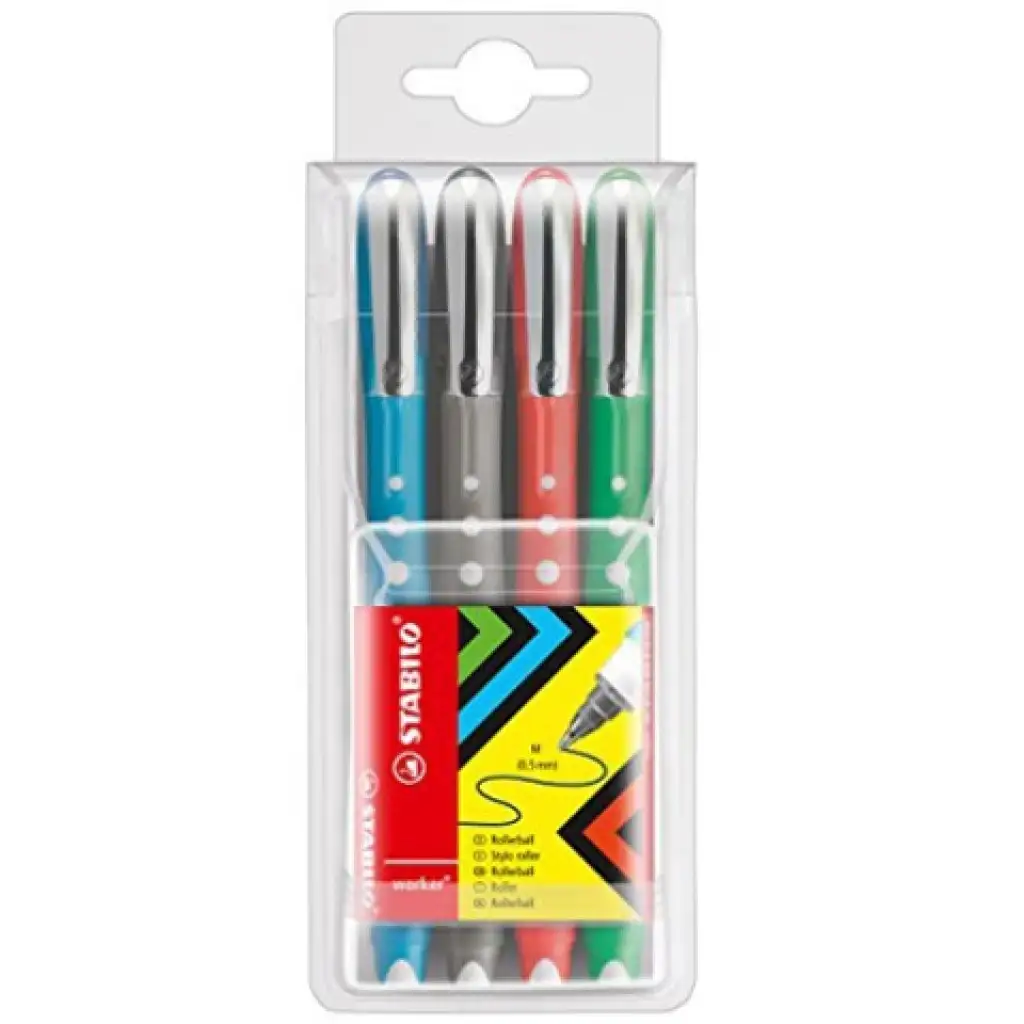 Stabilo: Worker Colorful комплект от 4 ролерни химикалки 0,5mm изображение 1