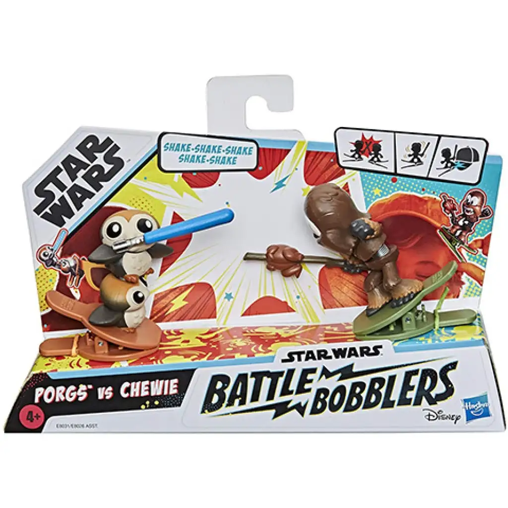 Star Wars Battle Bobblers Porgs срещу Chewie фигура с щипка - Hasbro изображение 1