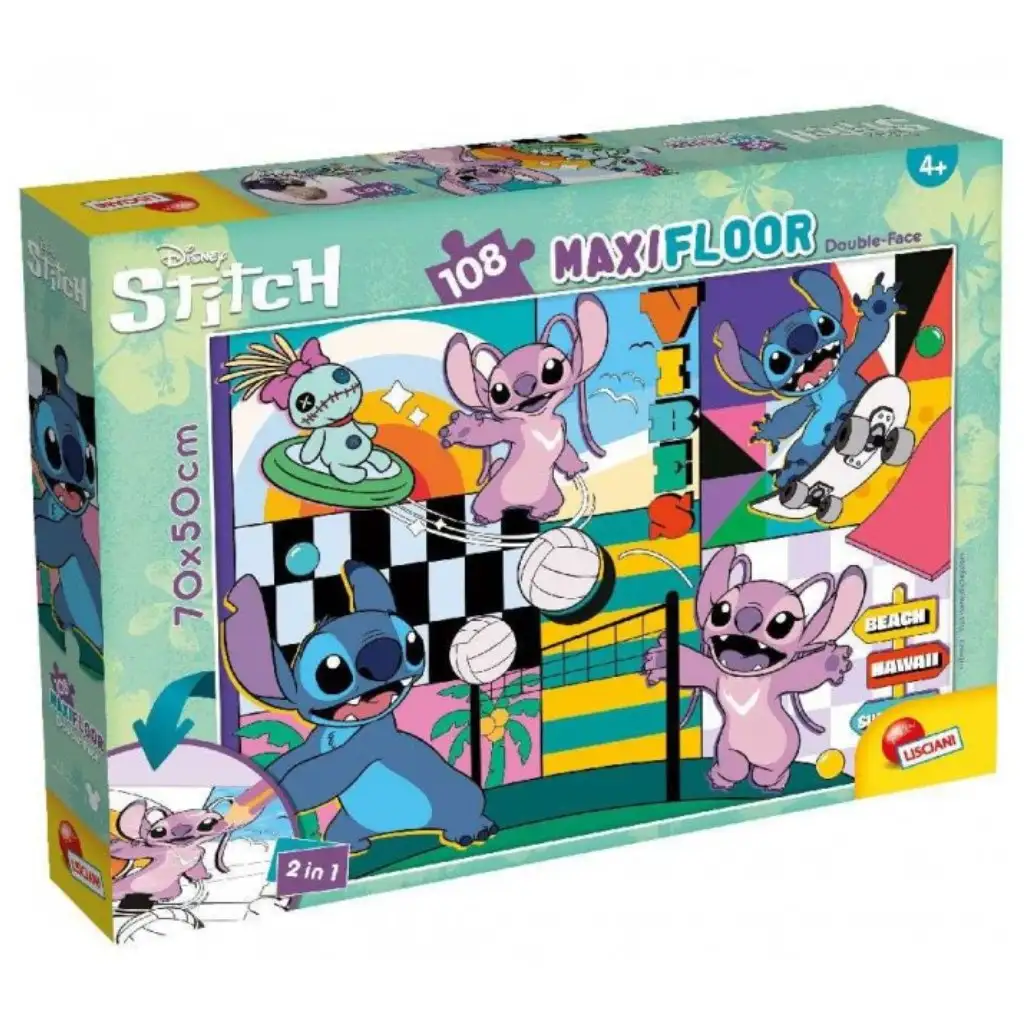 Stitch 2 в 1 108 части пъзел и оцветяване 70x50см - Lisciani изображение 1