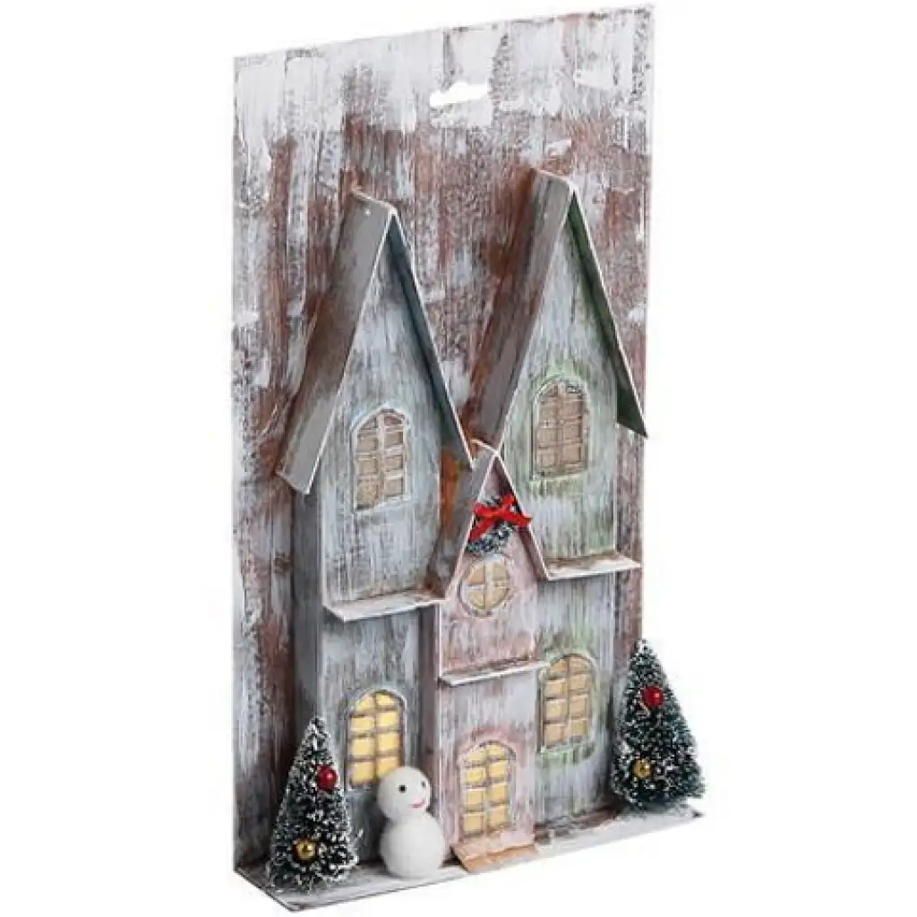 Stop & Look: Коледна хартиена къща с осветление 17x5x30cm изображение 1