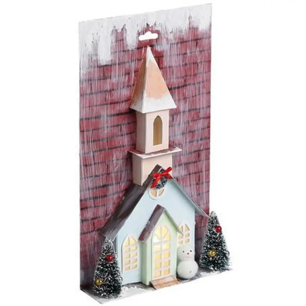 Стоп & Поглед: Коледен хартиен храм с осветление 17x5x30cm изображение 1