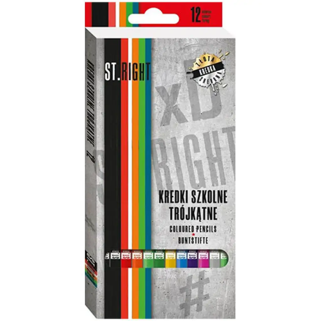 St.Right Триъгълни цветни моливи 12бр. комплект изображение 1