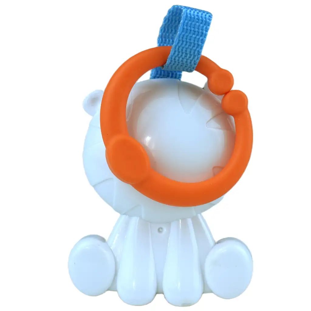 Sun Baby: Весел бял тигър без BPA бебешка дрънкалка изображение 3