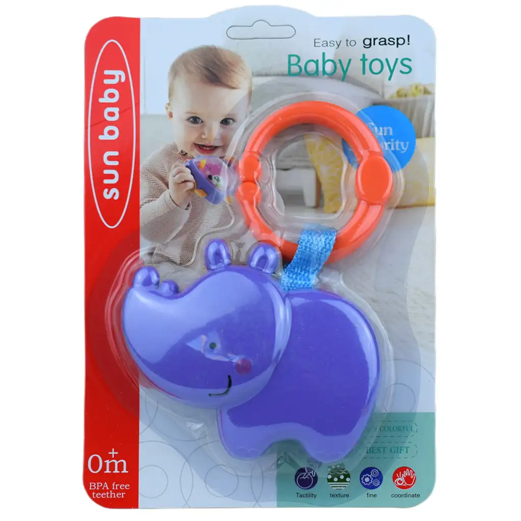 Sun Baby: Весел хипопотам BPA свободен бебешки звънчета изображение 3