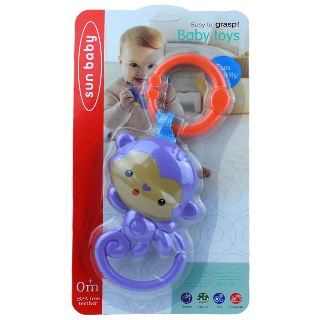 Sun Baby: Весел лилав маймун BPA без бебешка гризалка изображение 4