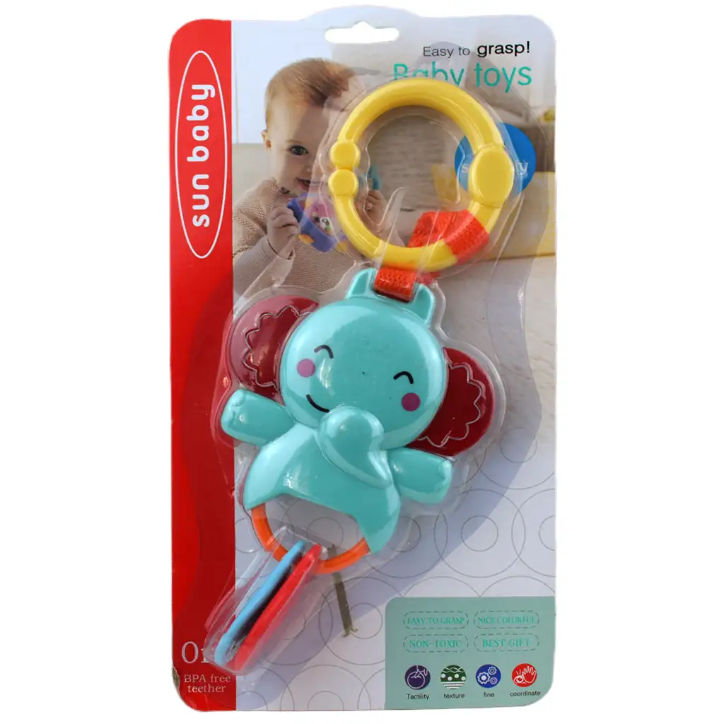 Sun Baby: Весел слон BPA свободен бебешки гризалка и шумолка изображение 4