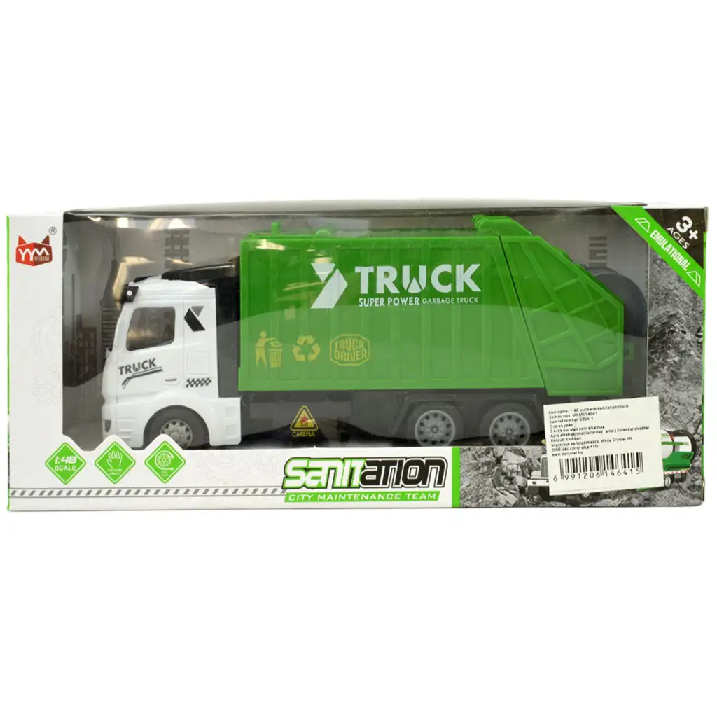 Супер камион: Камион за сметосъбиране с контейнер и въртящи се колела 20 см изображение 6
