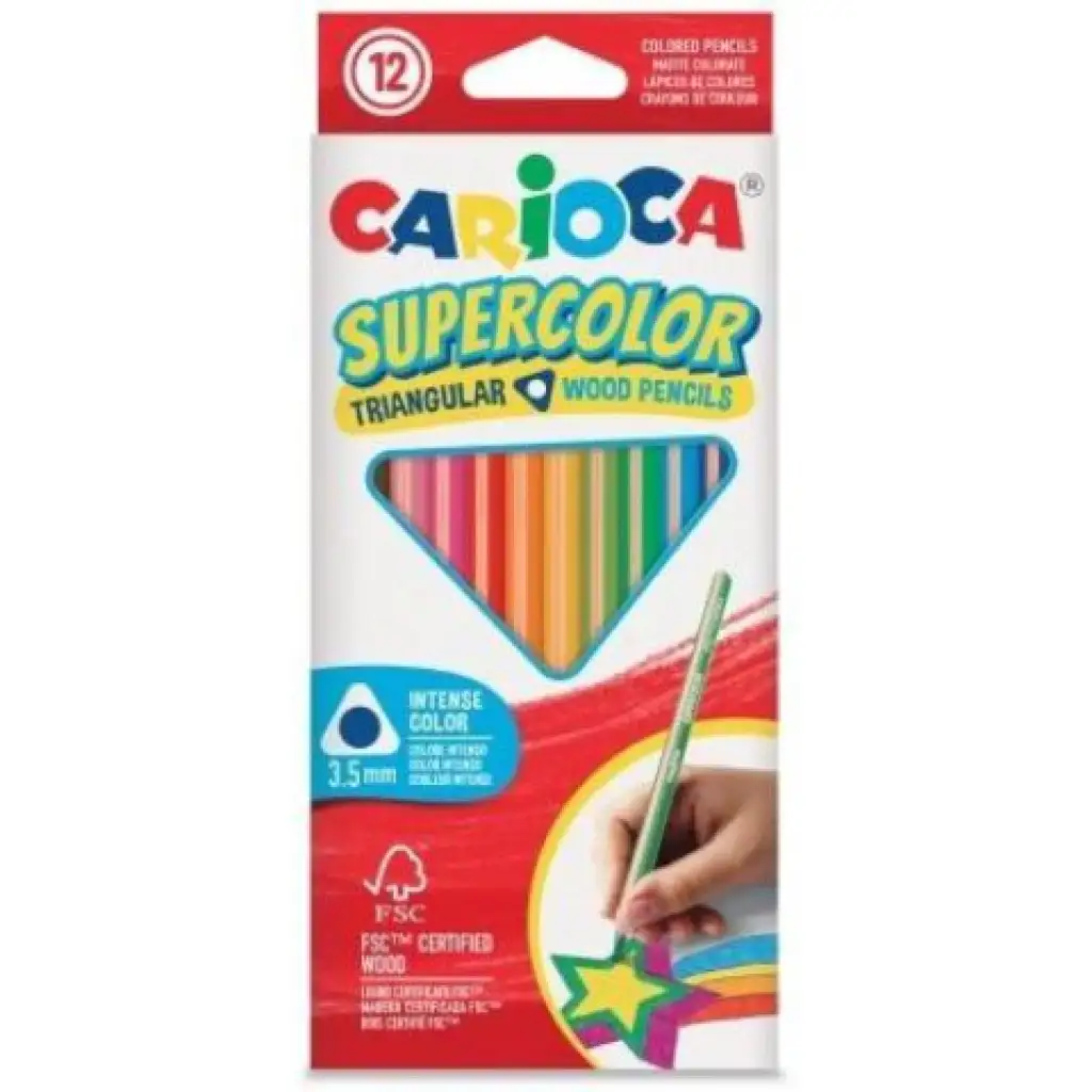 SuperColor триъгълна 12бр. цветна моливна комплектация - Carioca изображение 1