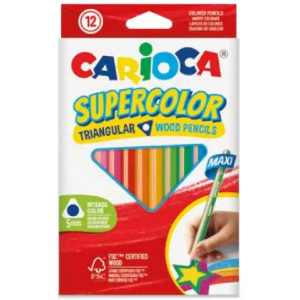 SuperColor триъгълна 12бр. макси цветни моливи комплект - Carioca изображение 1