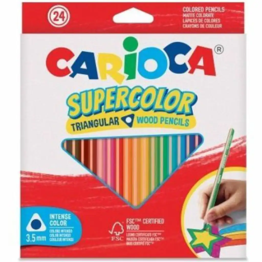 SuperColor триъгълна 24бр. цветни моливи комплект - Carioca изображение 1