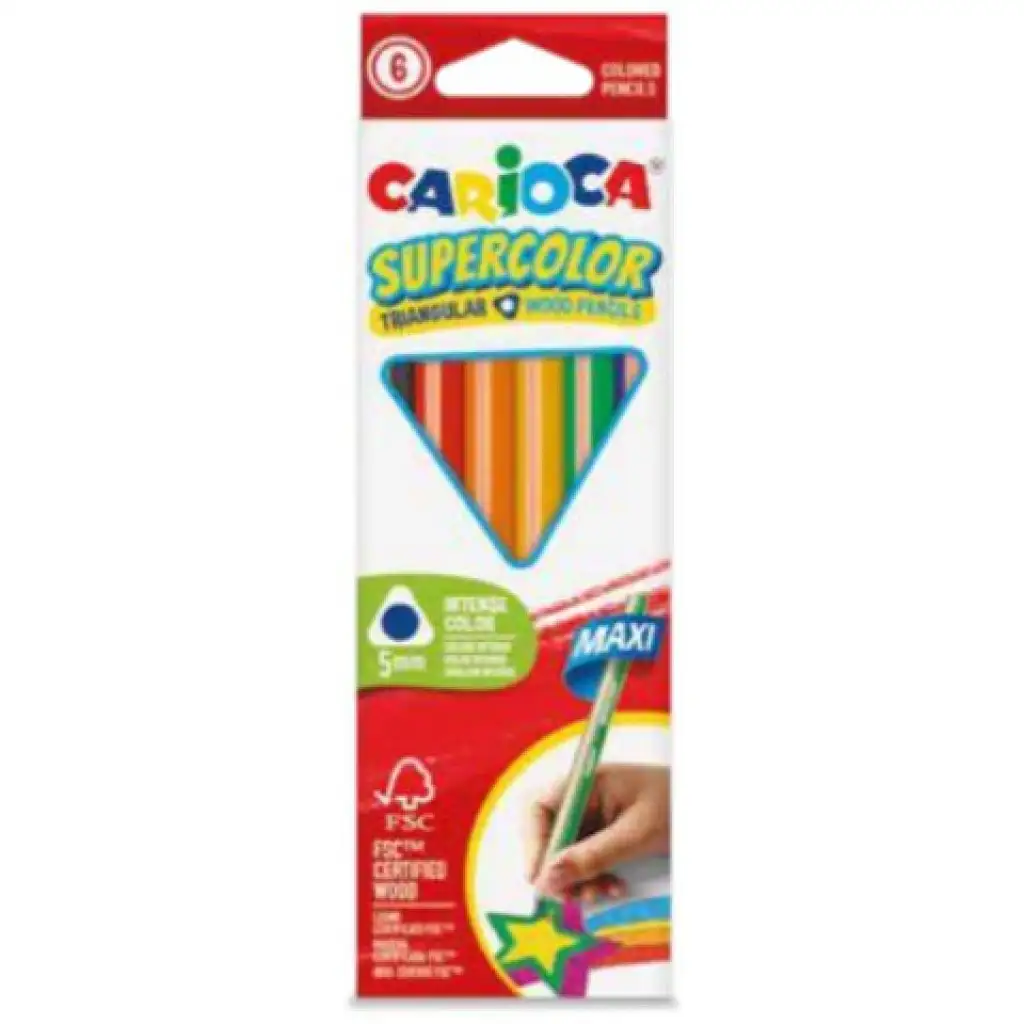 SuperColor триъгълна 6бр. макси цветна моливна кутия - Carioca изображение 1
