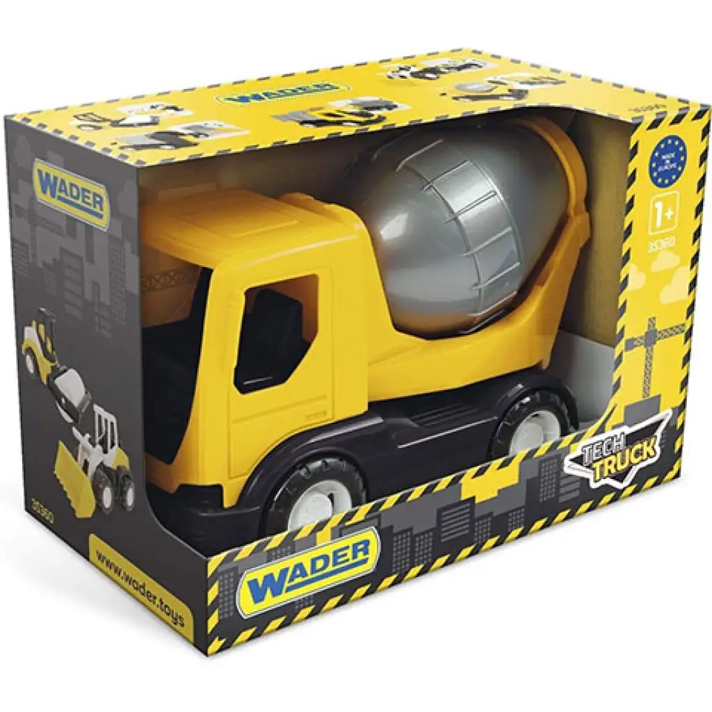 Tech Truck жълта бетонобъркачка миксер 23см - Wader изображение 1